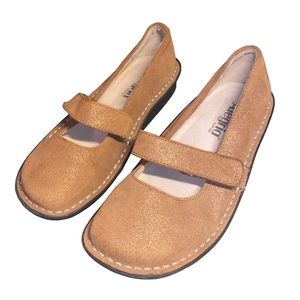 ALEGRIA by PG Lite FELIZ FEL-205 Glitter Tan Mary Jane Flat Shoes Size 35